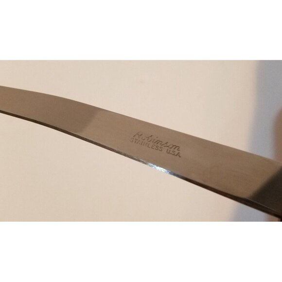 Robinson USA Stainless Slotted Spatula Strainer Turner Wood 12" Scalloped Curved - Picture 4 of 6